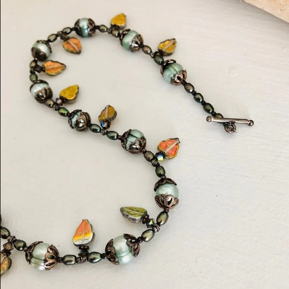 Vintage Pearl Art Glass Beautiful Necklace 🍃 - Picture 4 of 17